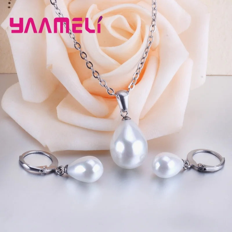 Sterling Silver Pearl Jewelry Set