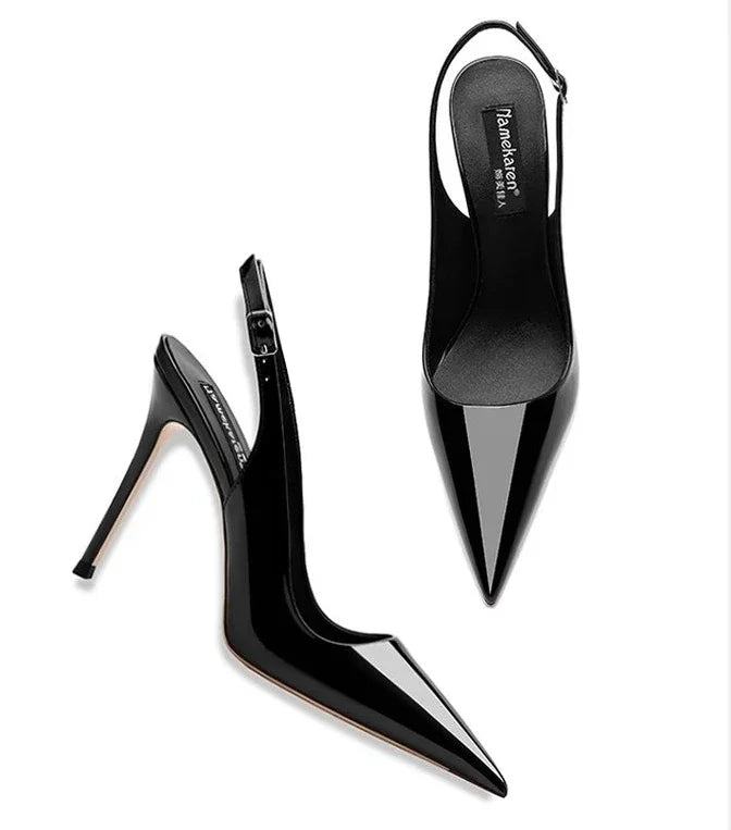 Pointed Toe Patent Heel Sandals