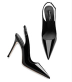 Pointed Toe Patent Heel Sandals