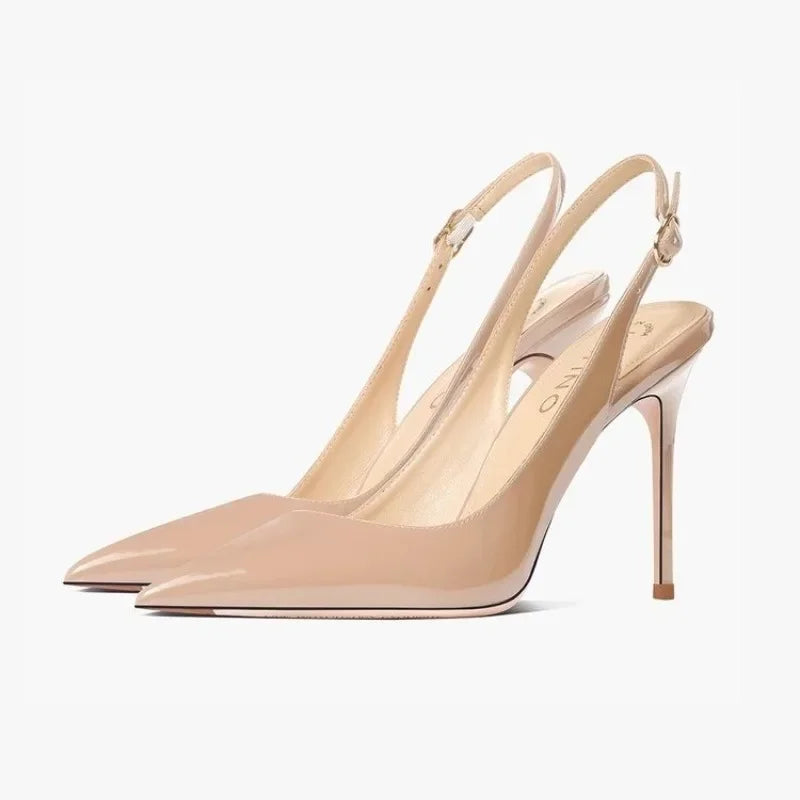 Pointed Toe Patent Heel Sandals