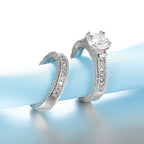 Sterling Silver Zircon Couple Ring Set