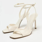 Square Toe Ankle Strap Heels