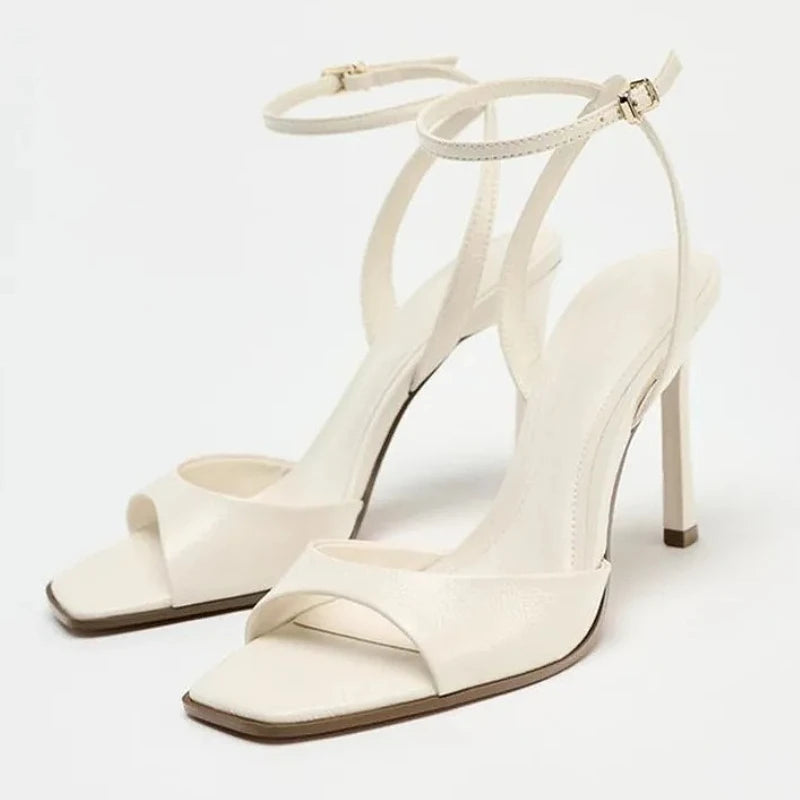 Square Toe Ankle Strap Heels