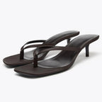Silk Square Heel Flip Flop Sandals