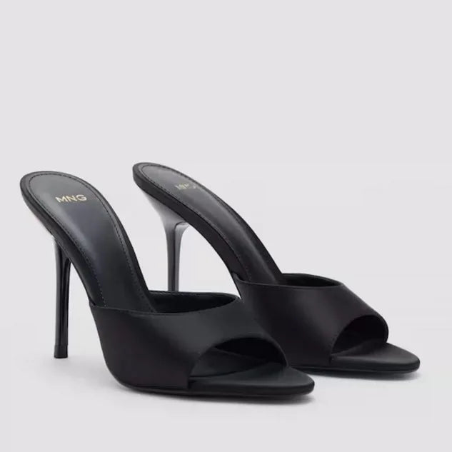 Pointed Toe Satin Stiletto Slippers