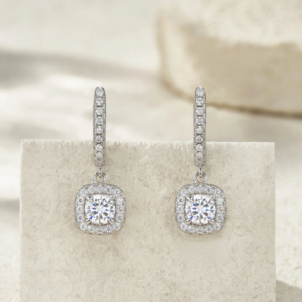 Moissanite Silver Drop Earrings