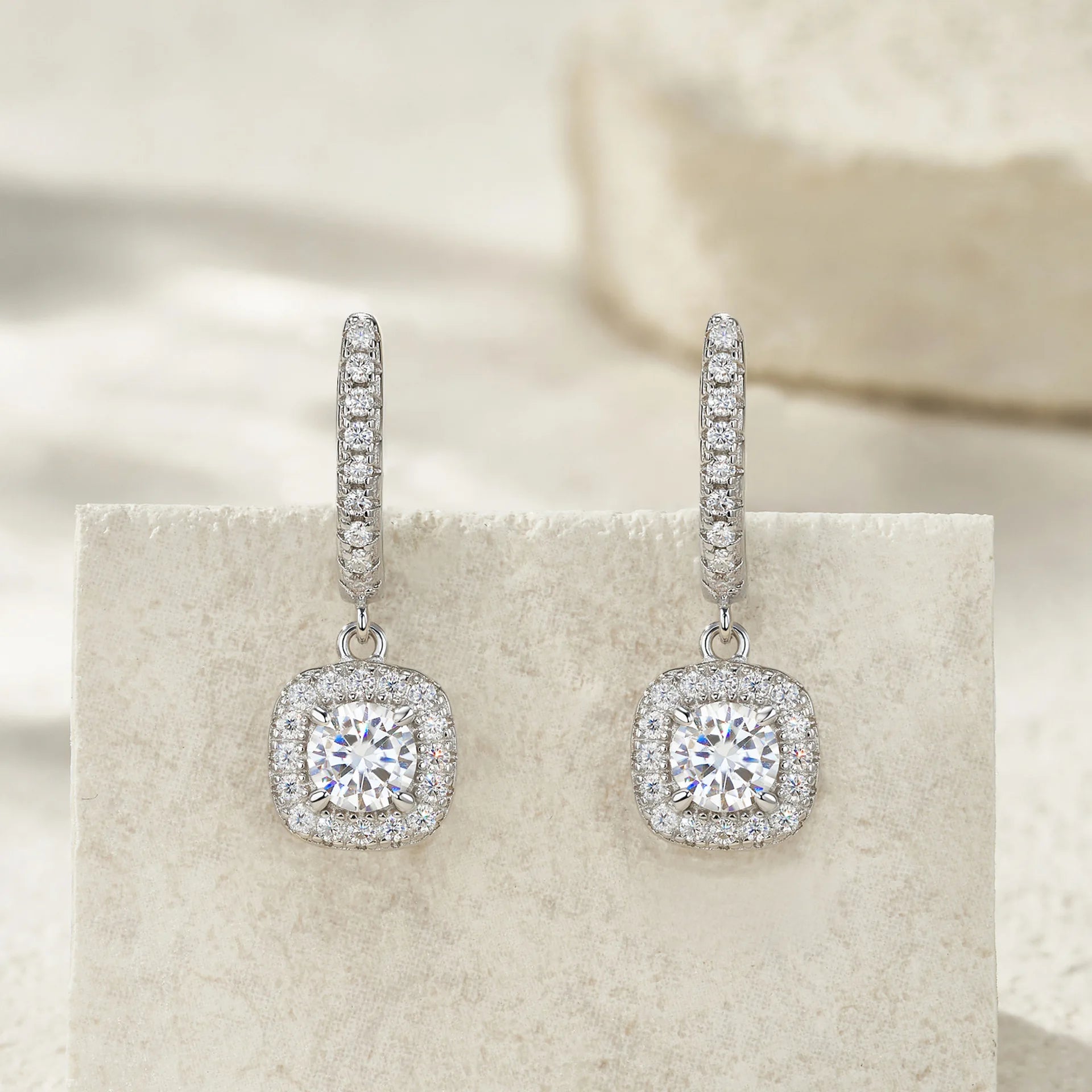 Moissanite Silver Drop Earrings