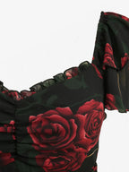 Plus Size Floral Ruched Split Dress
