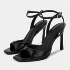 Square Toe Ankle Strap Heels