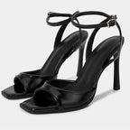 Square Toe Ankle Strap Heels