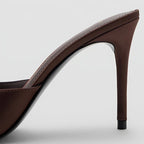 Pointed Toe Satin Stiletto Slippers