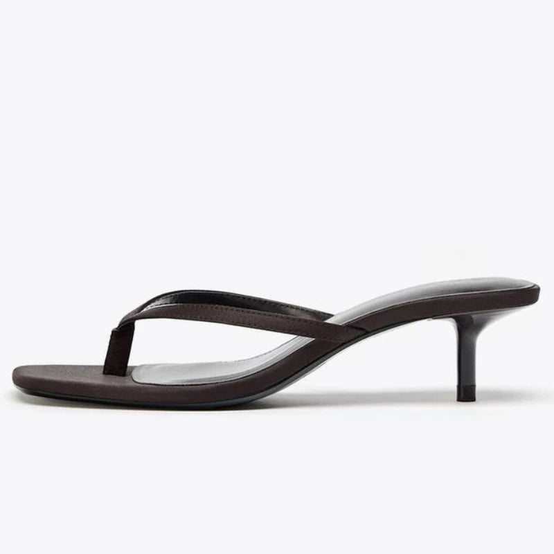 Silk Square Heel Flip Flop Sandals