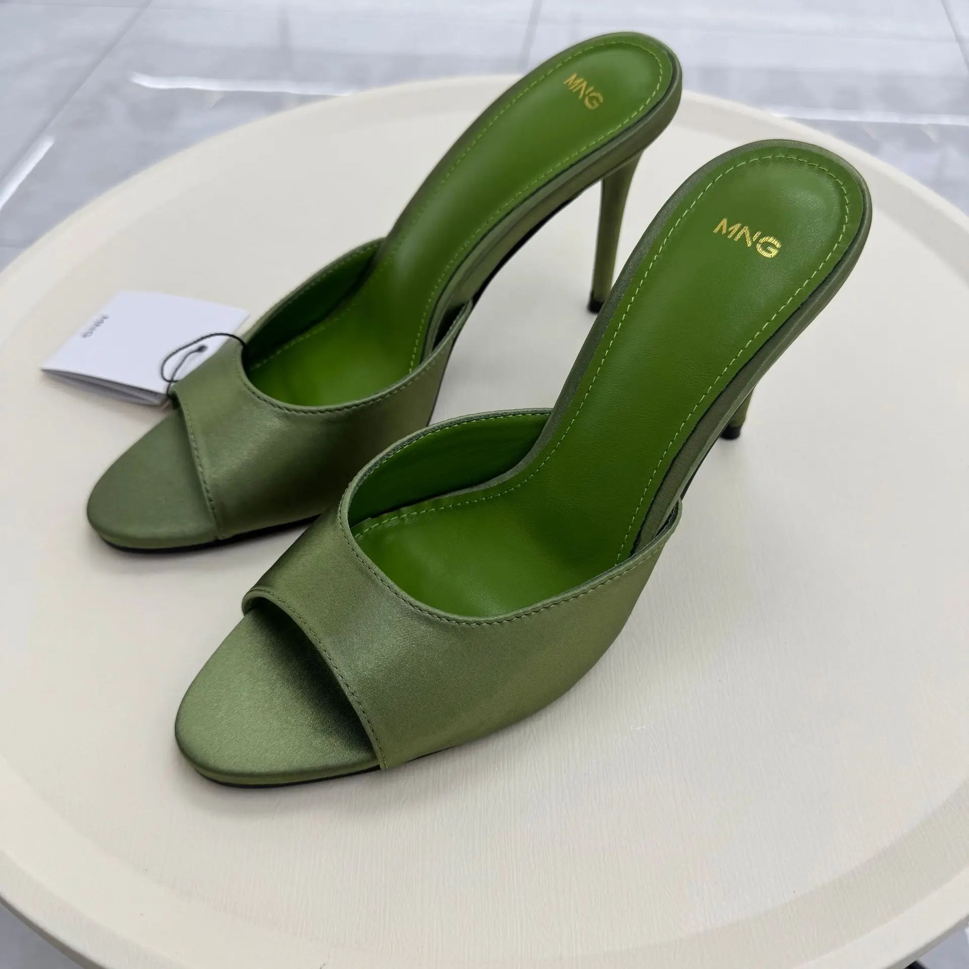 Pointed Toe Satin Stiletto Slippers