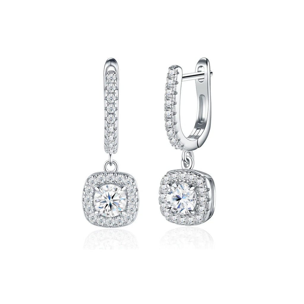 Moissanite Silver Drop Earrings