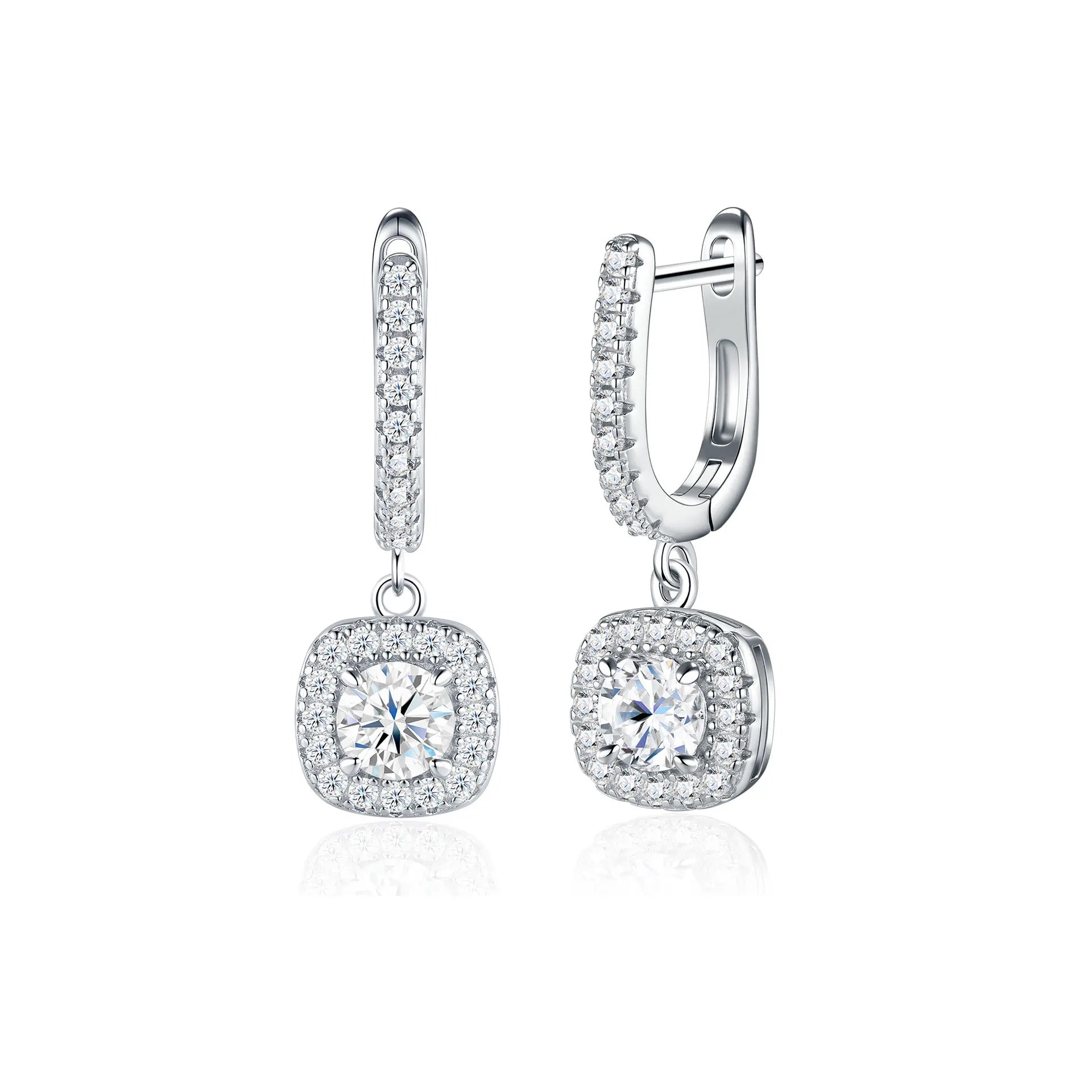 Moissanite Silver Drop Earrings