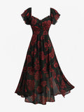 Plus Size Floral Ruched Split Dress