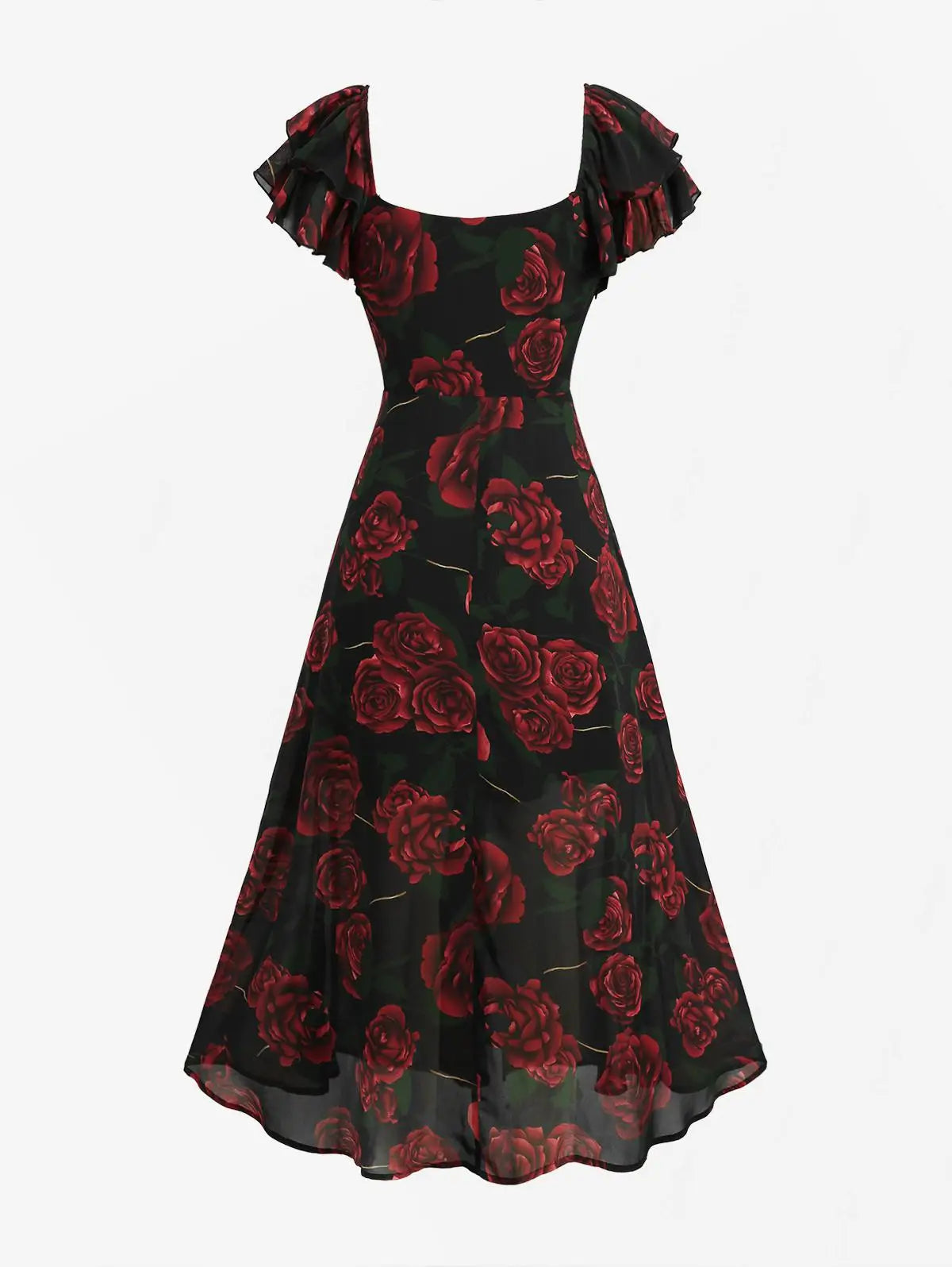 Plus Size Floral Ruched Split Dress