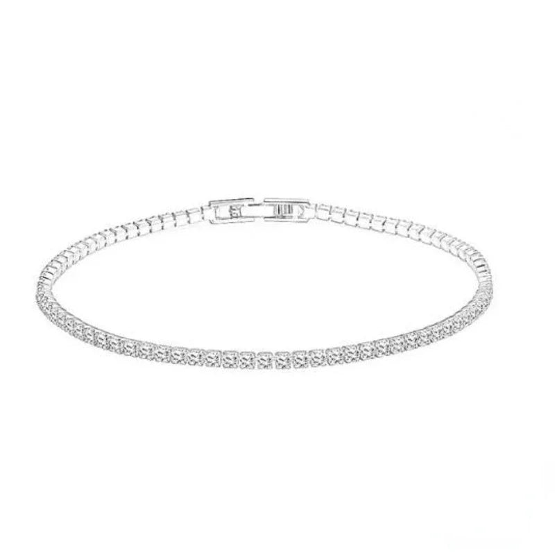 Sterling Silver Zircon Charm Bracelet