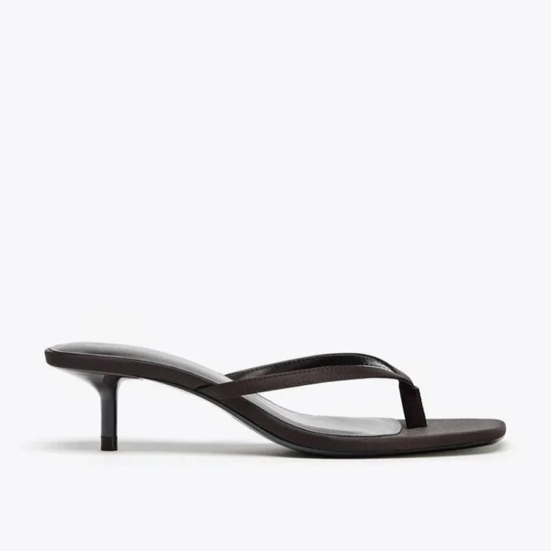 Silk Square Heel Flip Flop Sandals