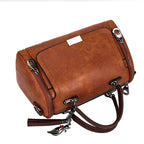 Split Leather Boston Handbag