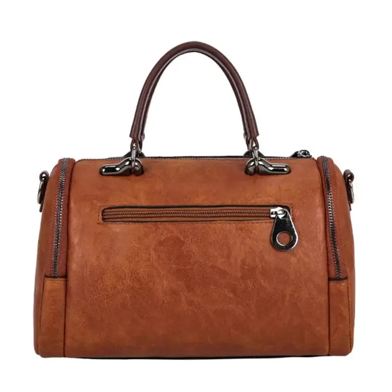 Split Leather Boston Handbag