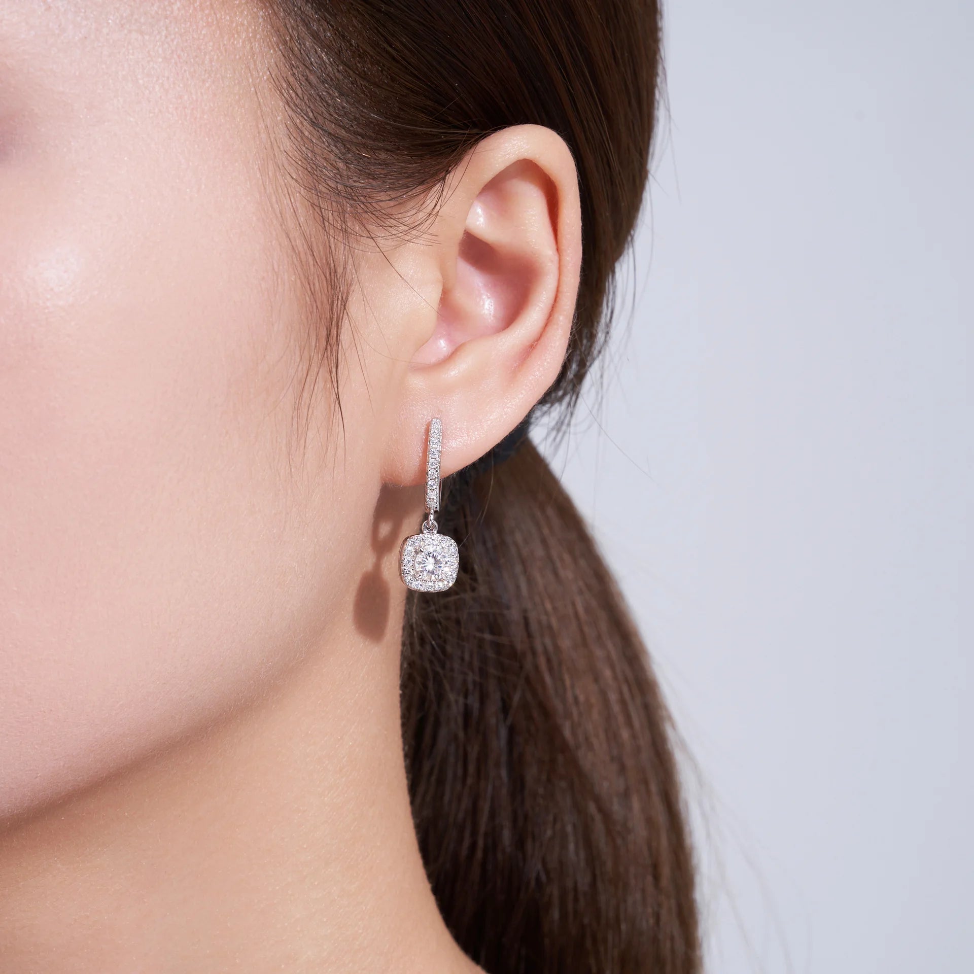 Moissanite Silver Drop Earrings