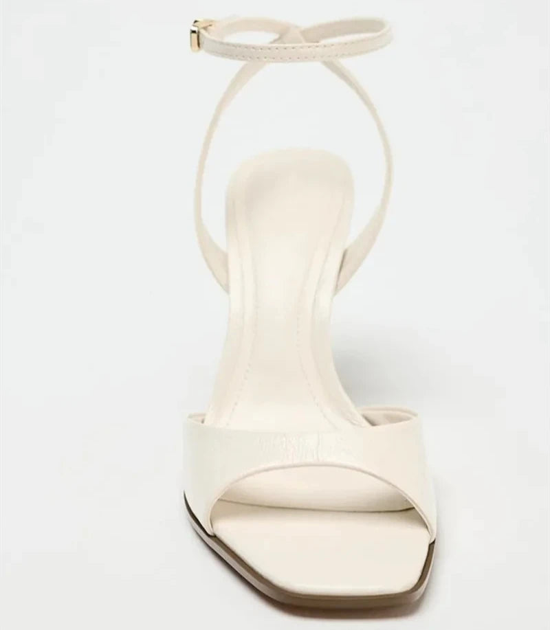 Square Toe Ankle Strap Heels