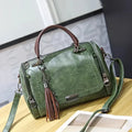 Split Leather Boston Handbag