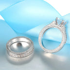 Sterling Silver Zircon Couple Ring Set