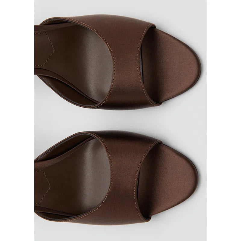 Pointed Toe Satin Stiletto Slippers