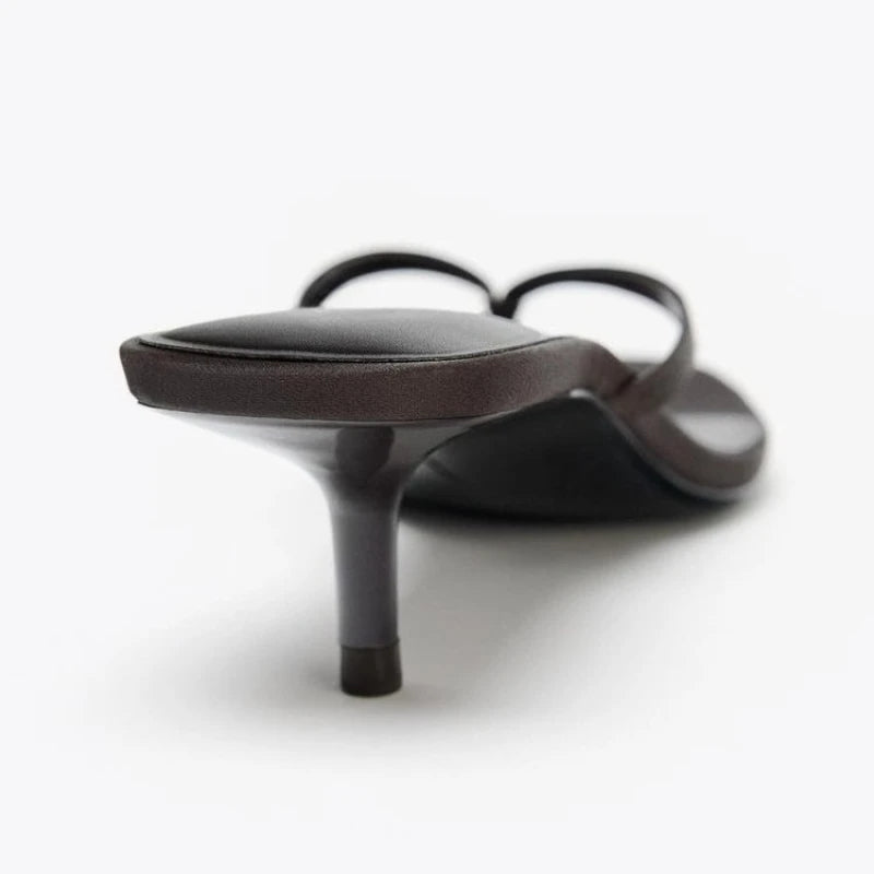 Silk Square Heel Flip Flop Sandals