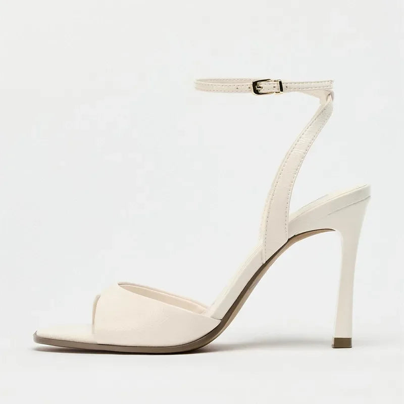 Square Toe Ankle Strap Heels