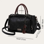 Split Leather Boston Handbag