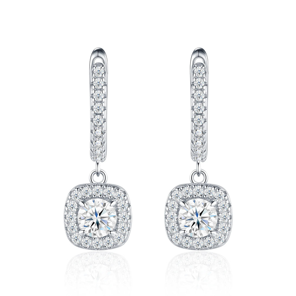Moissanite Silver Drop Earrings