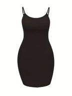 Plus Size Solid Fit Bodycon Dress