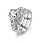 Sterling Silver Zircon Couple Ring Set