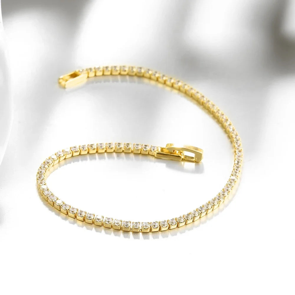 Sterling Silver Zircon Charm Bracelet