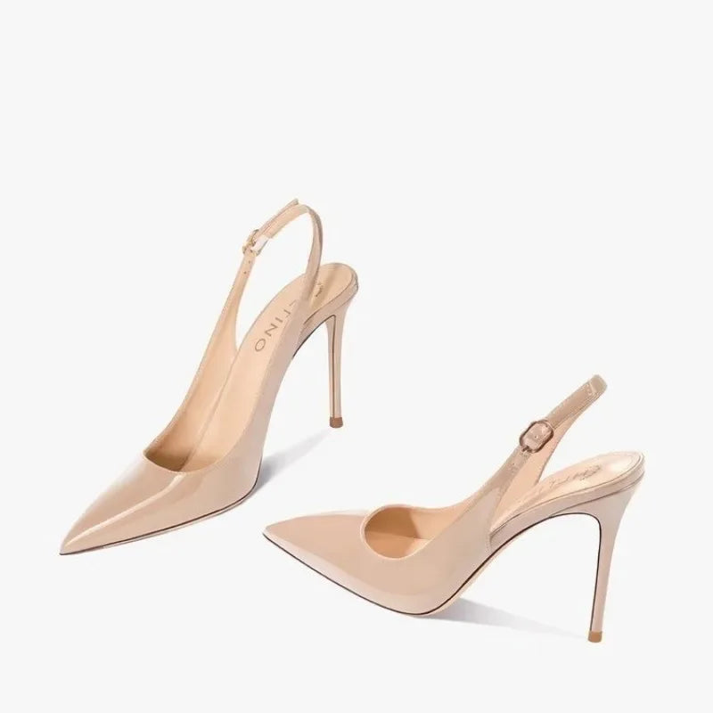 Pointed Toe Patent Heel Sandals