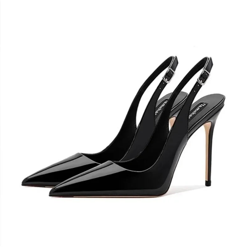 Pointed Toe Patent Heel Sandals
