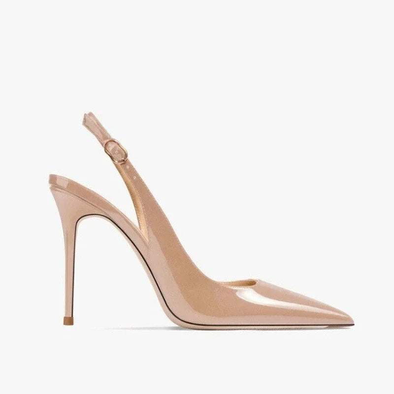 Pointed Toe Patent Heel Sandals