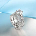 Sterling Silver Zircon Couple Ring Set